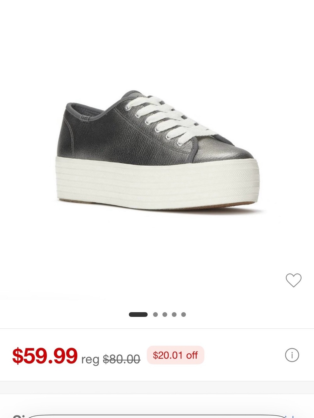 Keds platform metallic grey shoes